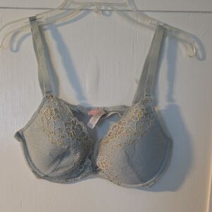 Victoria's Secret Lace Bra - Pale Blue and Gold